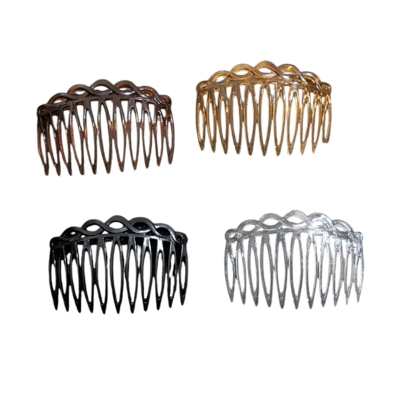 Accessories - Set of Four Hair Combs in Metallic Tones